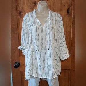 Simply Noelle White‎ and Black Striped Tunic